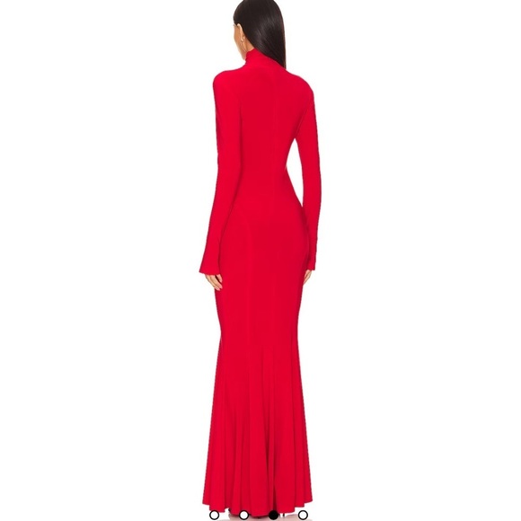 Norma Kamali x Revolve Turtle Fishtail Gown in Tiger Red - Picture 2 of 7